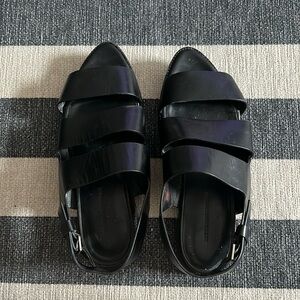 ALEXANDER WANG BLACK STRAPPY LEATHER SANDALS 6 36